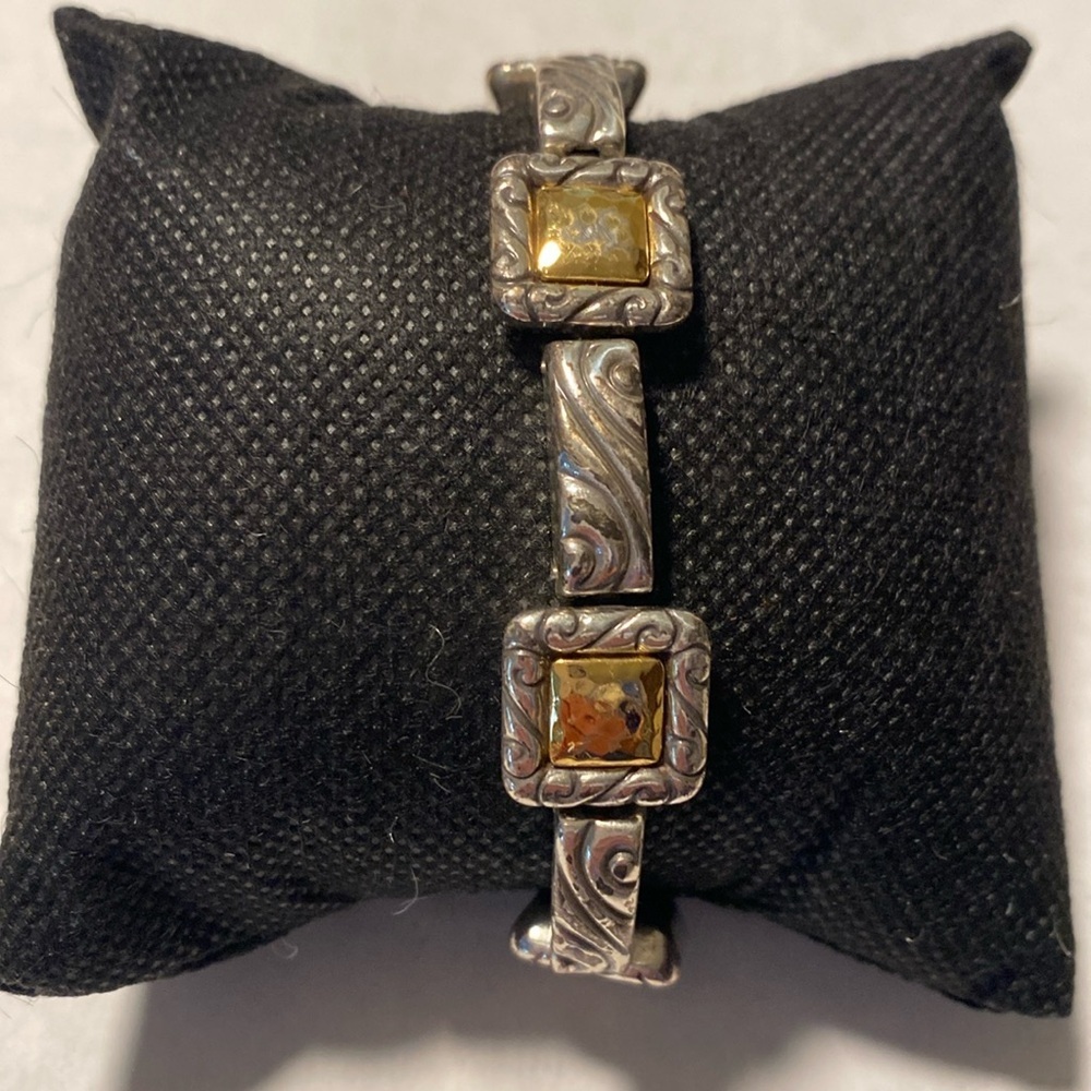Brighton vintage Regina silver and hammered gold‎ link bracelet
